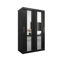 SCHWEBETÜRENSCHRANK 200/120/62 2-türig - Silberfarben/Schwarz, Holz/Kunststoff (120/200/62cm) - MÖBEL KRYSPOL