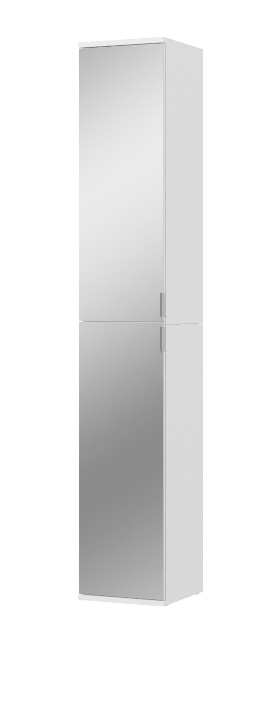 KLEIDERSCHRANK weiß 30 cm 2-türig, Flurschrank mit Spiegel - Chromfarben/Weiß, Holzwerkstoff/Metall (30/193/34cm) - Inn.Furn