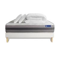 BETT Actiflex relax Taschenfederkern und Memory-Schaum 160 x 200 cm h1 - Kit Bettgestell Weiß - Mit Kissen und Bettdecke - Beige/Weiß, Karton/Holz (160/200cm) - ACTISOM