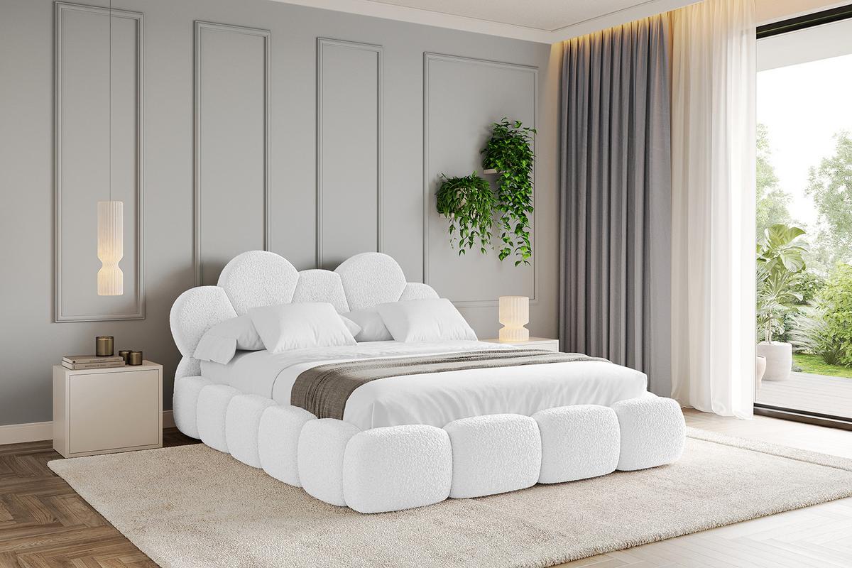 POLSTERBETT mit Bettkasten und Lattenrost, Bett mit Matratze H3/H4 - LANA 180x200 Weiß - Weiß, Holzwerkstoff/Textil (180/200cm) - ALTDECOR