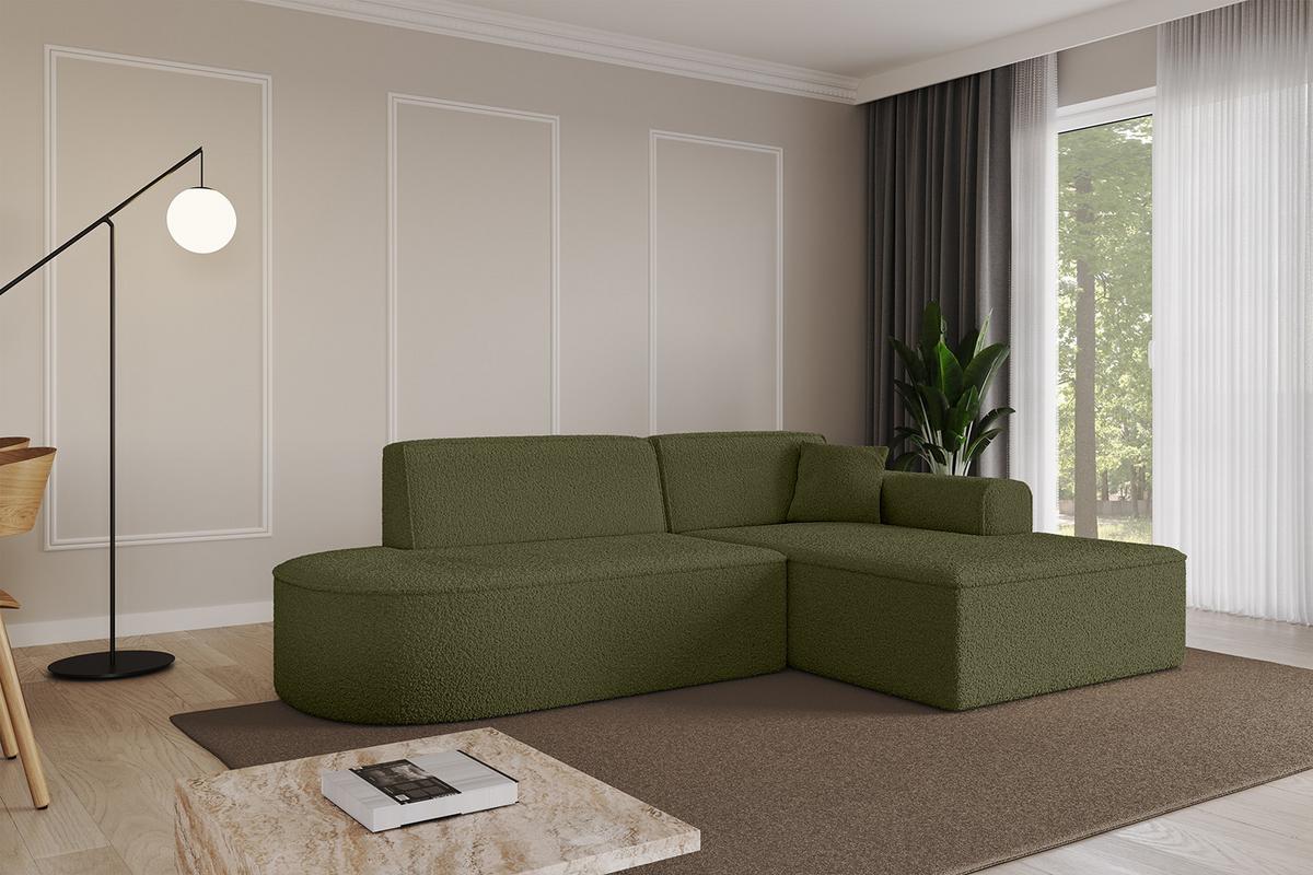 ECKSOFA Ottomane Rechts IREA-L1-v3 - 232x165x77 cm Grün - Platinfarben, Holzwerkstoff/Textil (232/165cm) - ALTDECOR