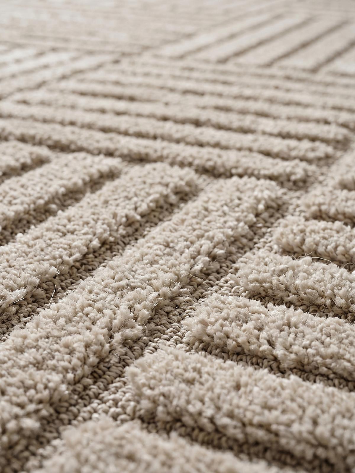 TEPPICH Hochflor RIGI in Beige, mit Cord-Streifen-Patchwork, 80 x 250 cm - Beige, Textil (250/80cm) - KADIMA DESIGN