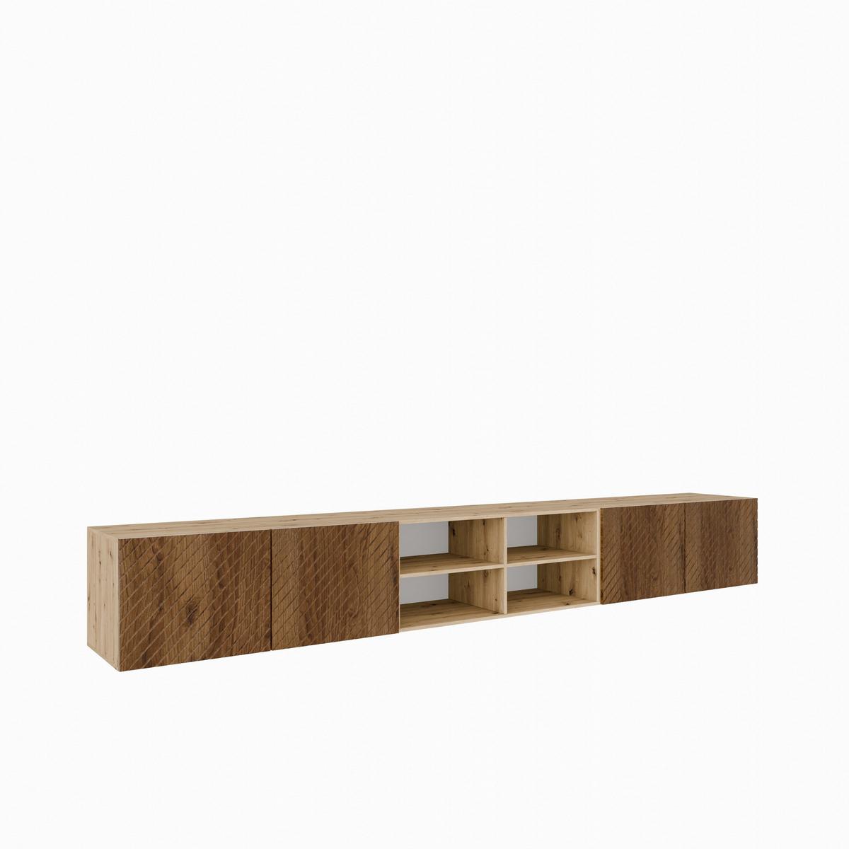 LOWBOARD CAVA 300/41/40 cm, Hängender TV-Schrank Eiche Artisan / Eichefarben - Eichefarben/Braun, Holzwerkstoff (300/41/40cm) - MASSENO