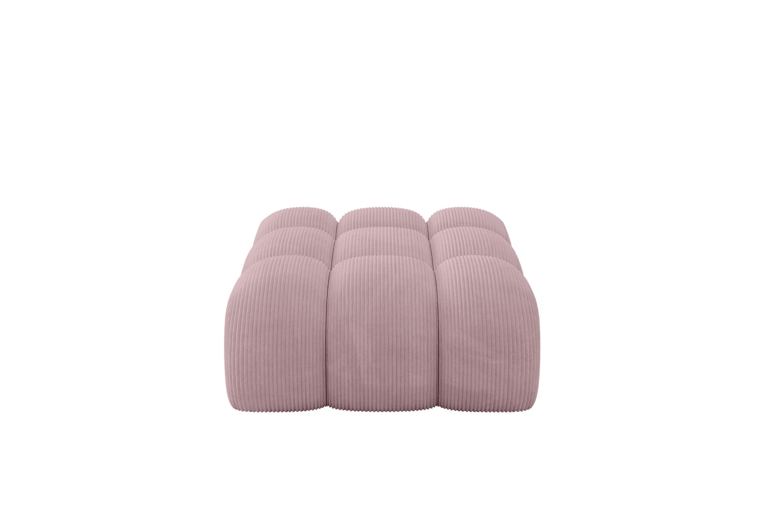 POUF OLEA-PUF 91x87x44 cm Rosa Cord Modular Sitzhocker - Schwarz/Rosa, Holzwerkstoff/Kunststoff (91/44/87cm) - ALTDECOR