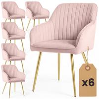 POLSTERSTUHL 6er Set, Metallbeine Rosa, Gold 54,5/82/58 - Rosa, Textil (55/82/52cm) - RAUMHIRSCH FURNITURE