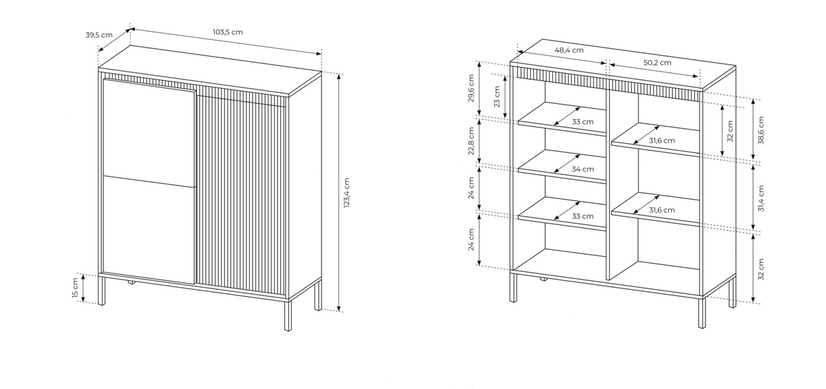 HIGHBOARD Cindy in Schwarz 104/123/40 cm - Schwarz, Holzwerkstoff/Metall (103.5/123.4/39.5cm) - WFL GROUP