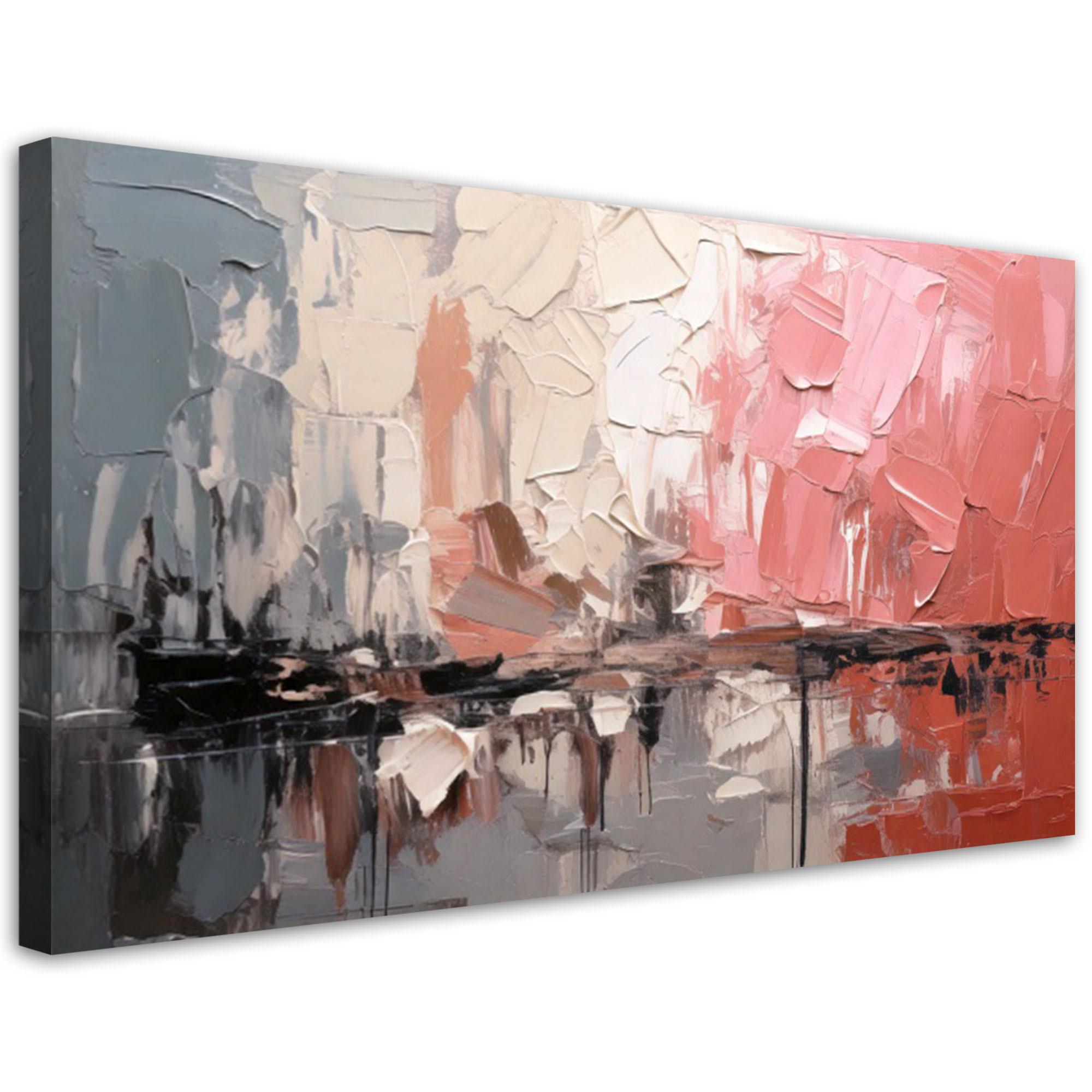 LEINWANDBILD Abstrakte Komposition Rosa 120x60cm - Rosa, Textil (120/60cm) - Feeby