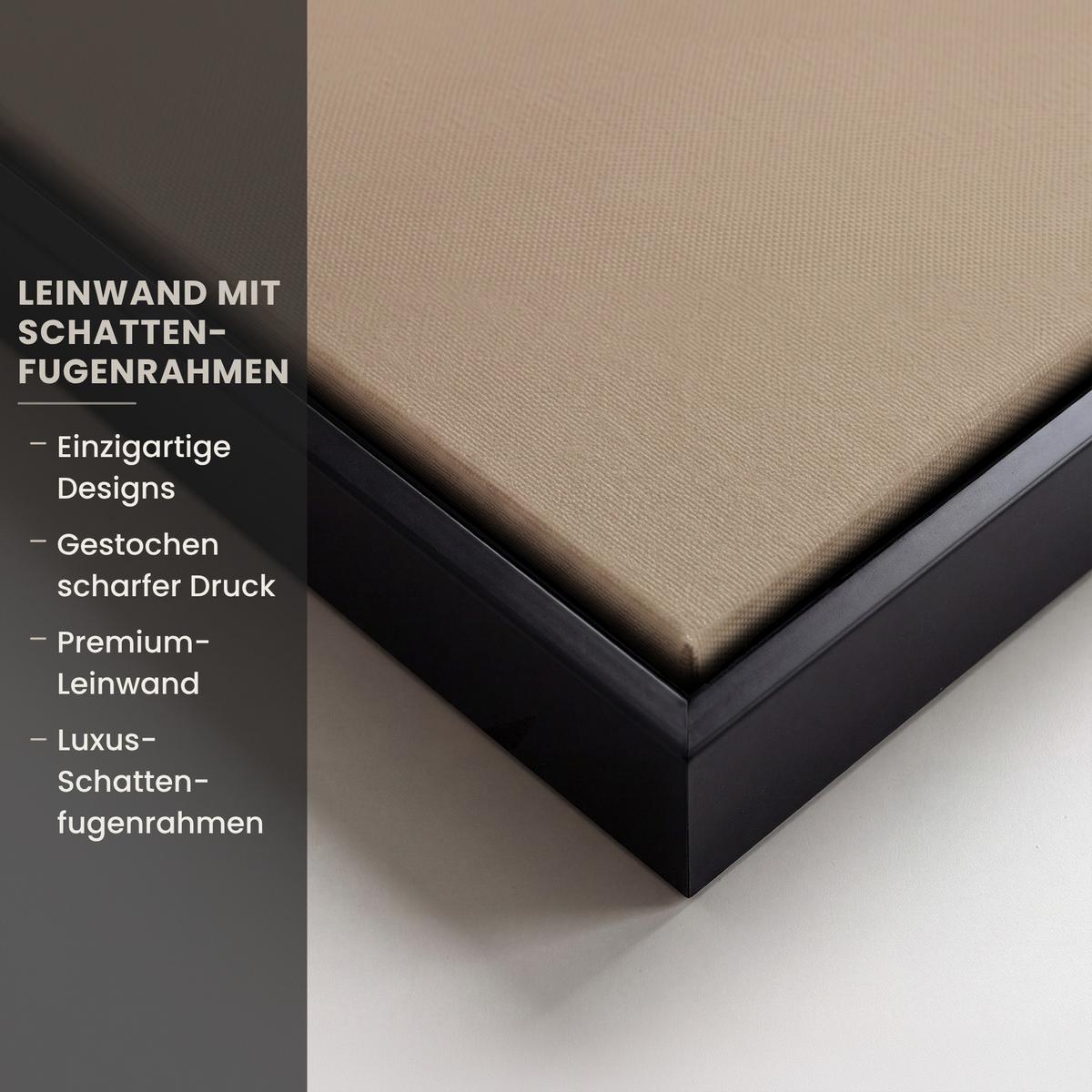 LEINWAND Bilder mit Rahmen - Vogel - Beige - Japanisch - 90x90 - Taupe, Textil (90/90cm) - MuchoWow