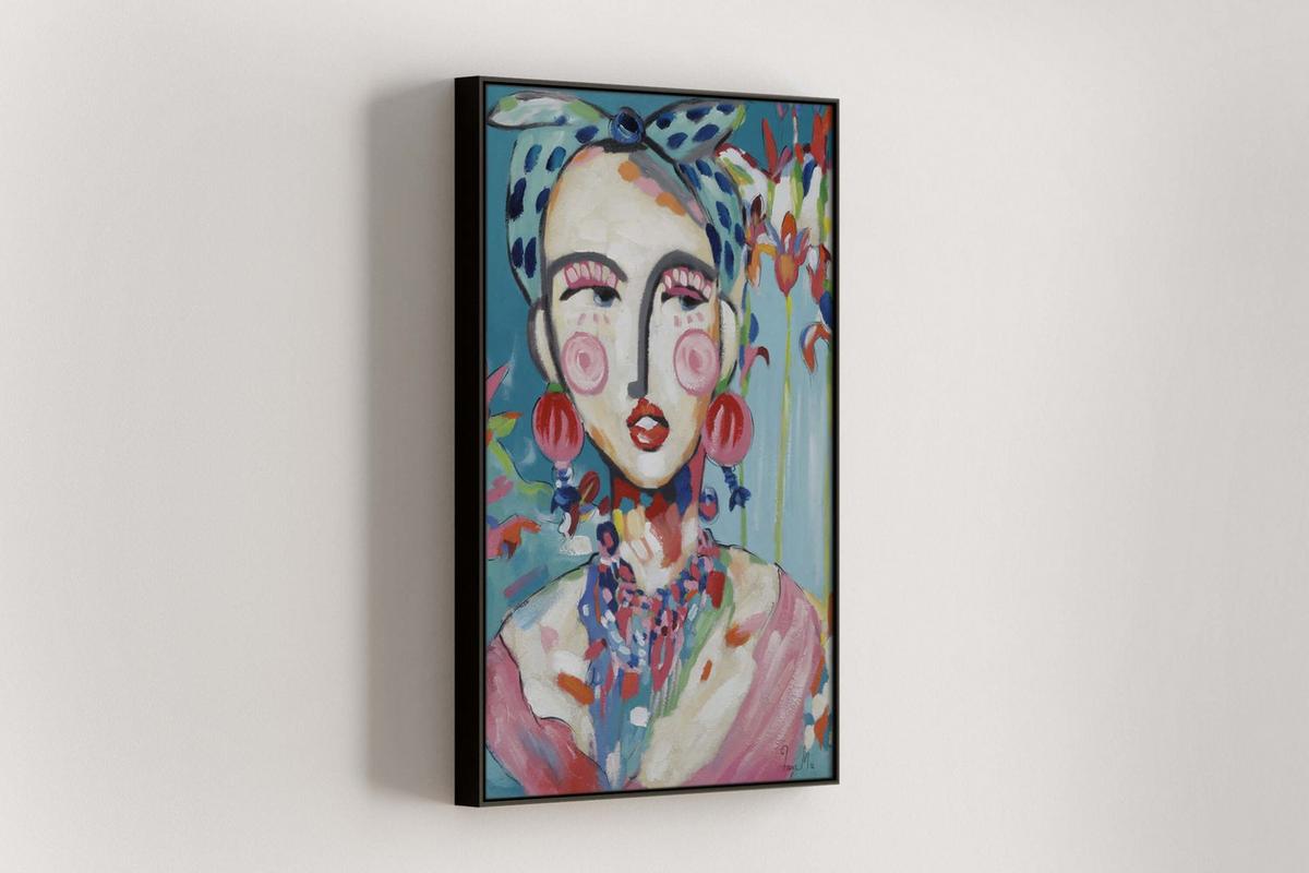ACRYLBILD HANDGEMALT 60/90 cm - Blau/Pink, Holz/Textil (60/90cm) - KUNSTLOFT
