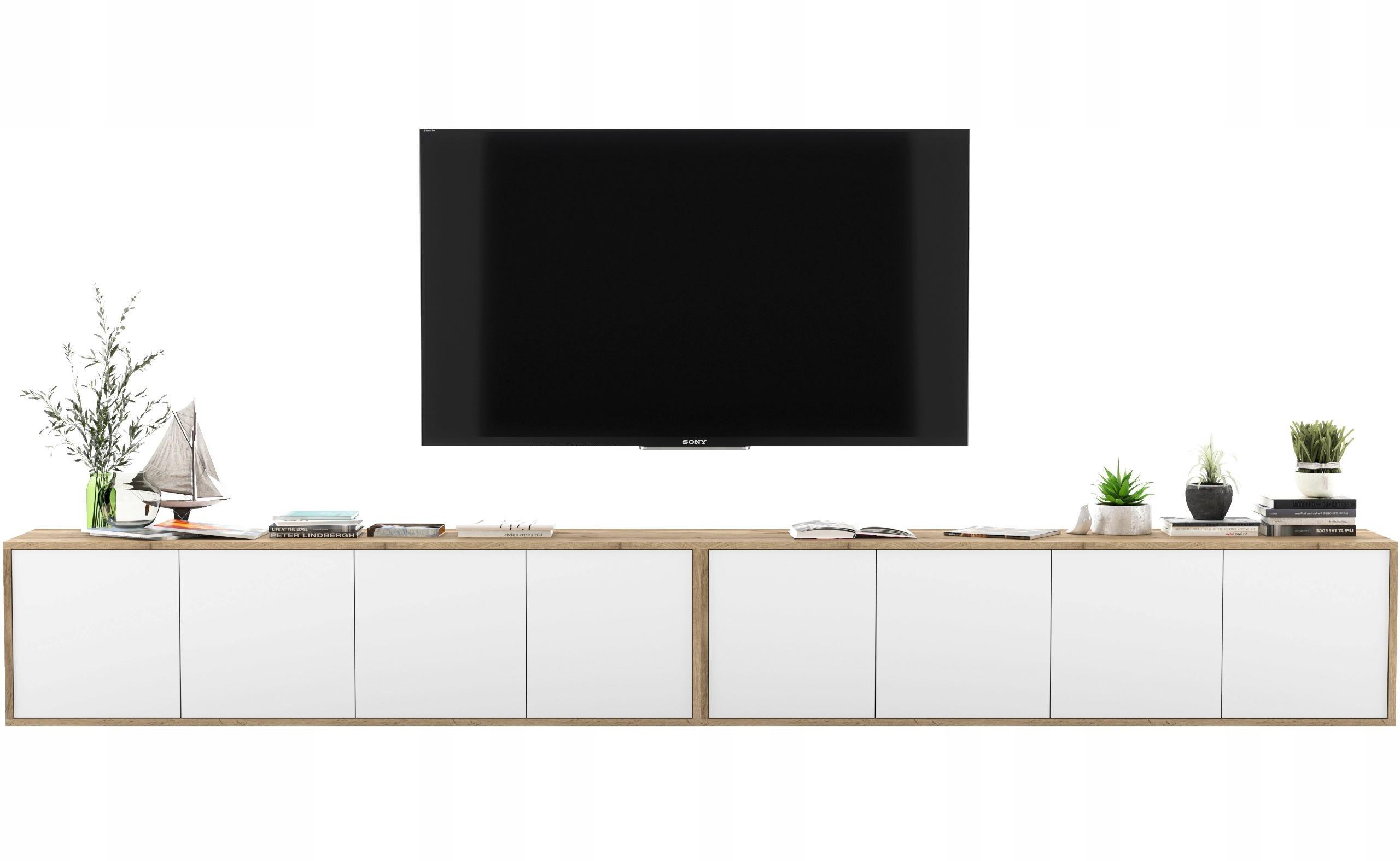 TV-LOWBOARD 2-er Set Apollo2 Eiche wotan Weiß Matt 150 cm - Weiß, Holzwerkstoff (300/39/35cm) - Meble Lindner