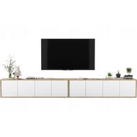TV-LOWBOARD 2-er Set Apollo2 Eiche wotan Weiß Matt 150 cm - Weiß, Holzwerkstoff (300/39/35cm) - Meble Lindner