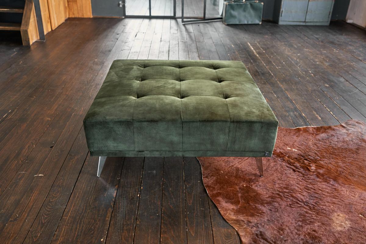 HOCKER WIOLO Grün Velvet - Silberfarben/Grün, Textil/Metall (110/42/110cm) - KAWOLA