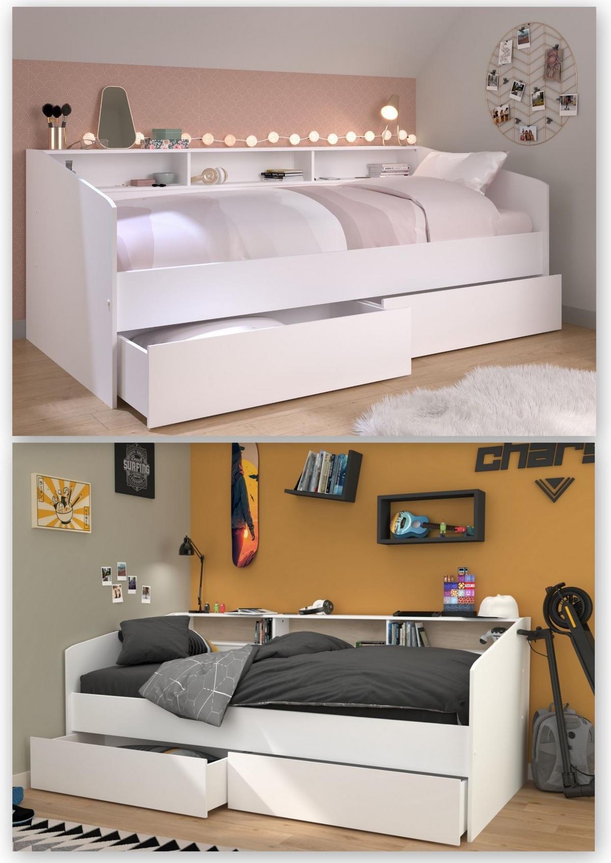 STAURAUMBETT Parisot Sleep 1-tlg. Holznachbildung Weiß/Eiche - Eichefarben/Weiß, Kunststoff - 58aufmkessel