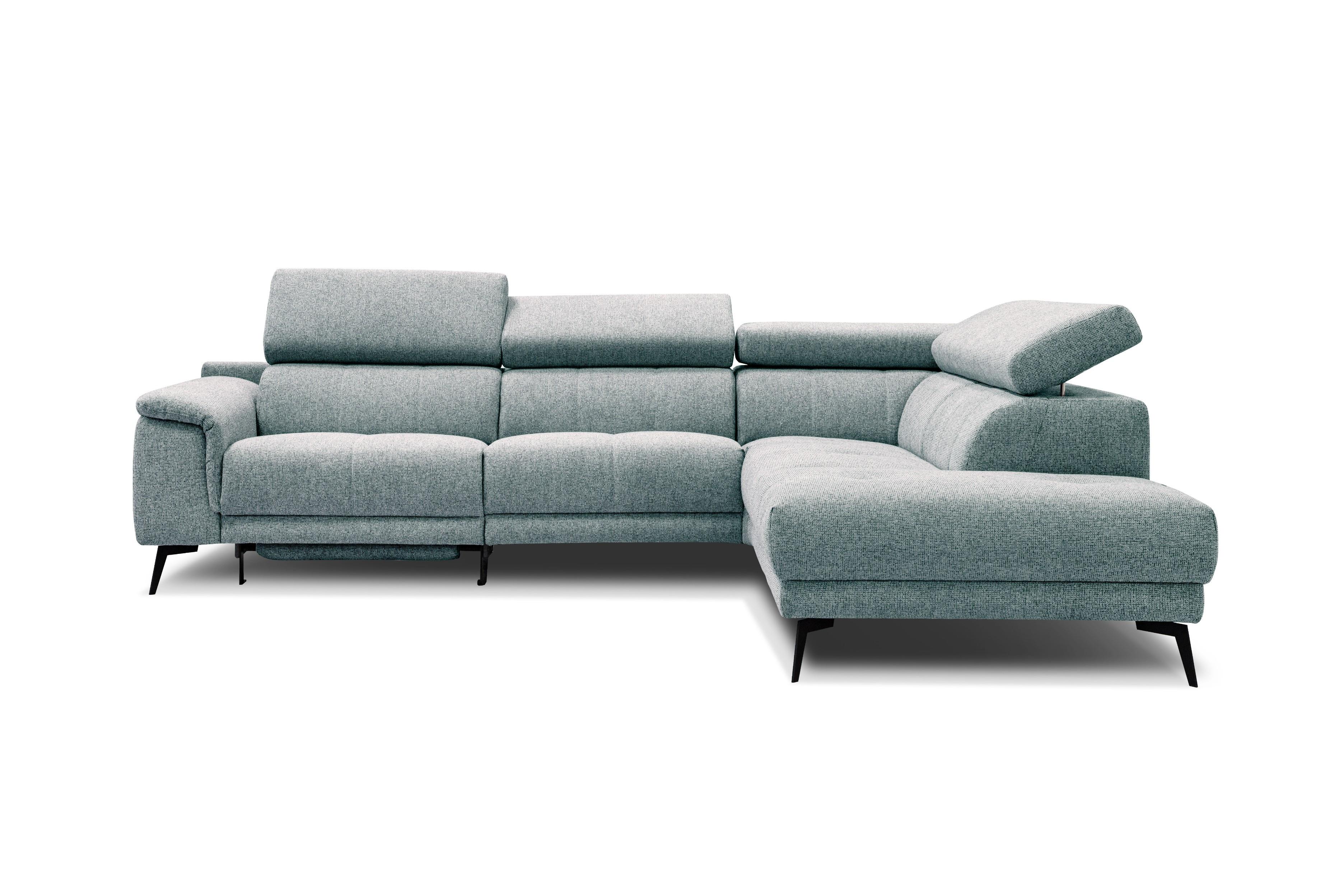 ECKSOFA FIERO 5-Sitzer mit 1 Relaxfunktion, mintgrün - Mintgrün, Holzwerkstoff/Textil (290/228cm) - Wozimo