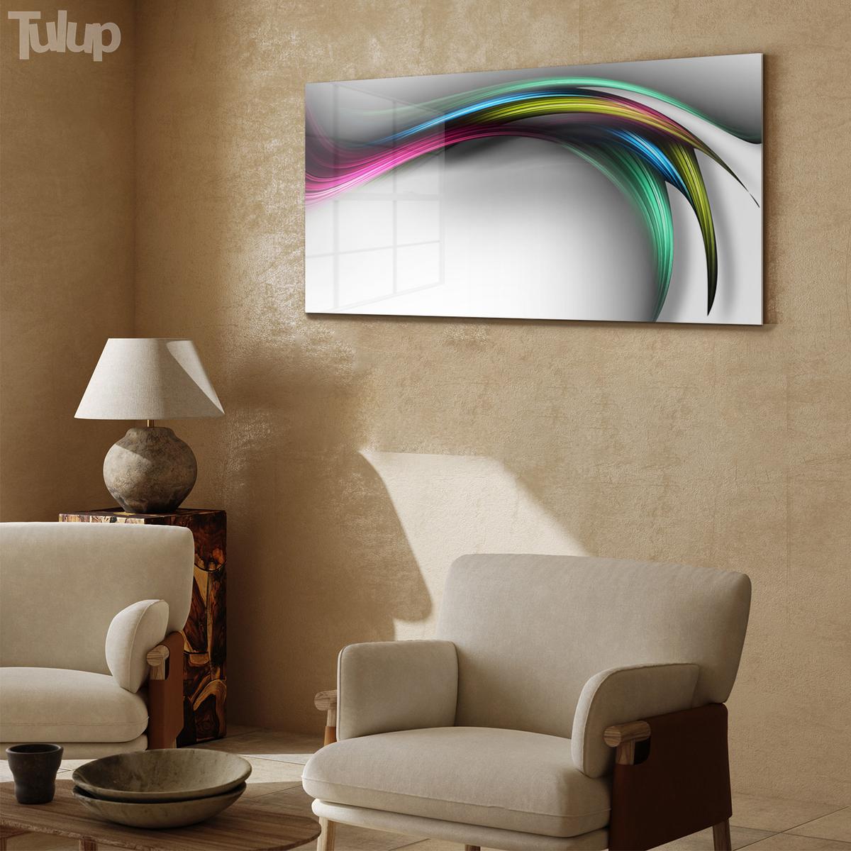 GLASBILD 120x60 cm Linienkunst - Pink, Glas (120/60cm) - TULUP