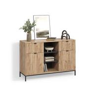 KOMMODE Aterno Viking Oak 120 x 81.2 cm mit 2 Schubladen und 2 Türen - Eichefarben, Holzwerkstoff (120/81.2/40cm) - Livinity®