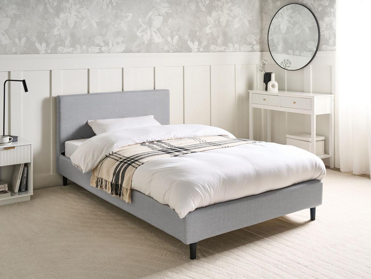 BETTRAHMENBEZUG 120/200 cm Hellgrau Fitou - Dunkelgrau, Textil (130/214cm) - Beliani