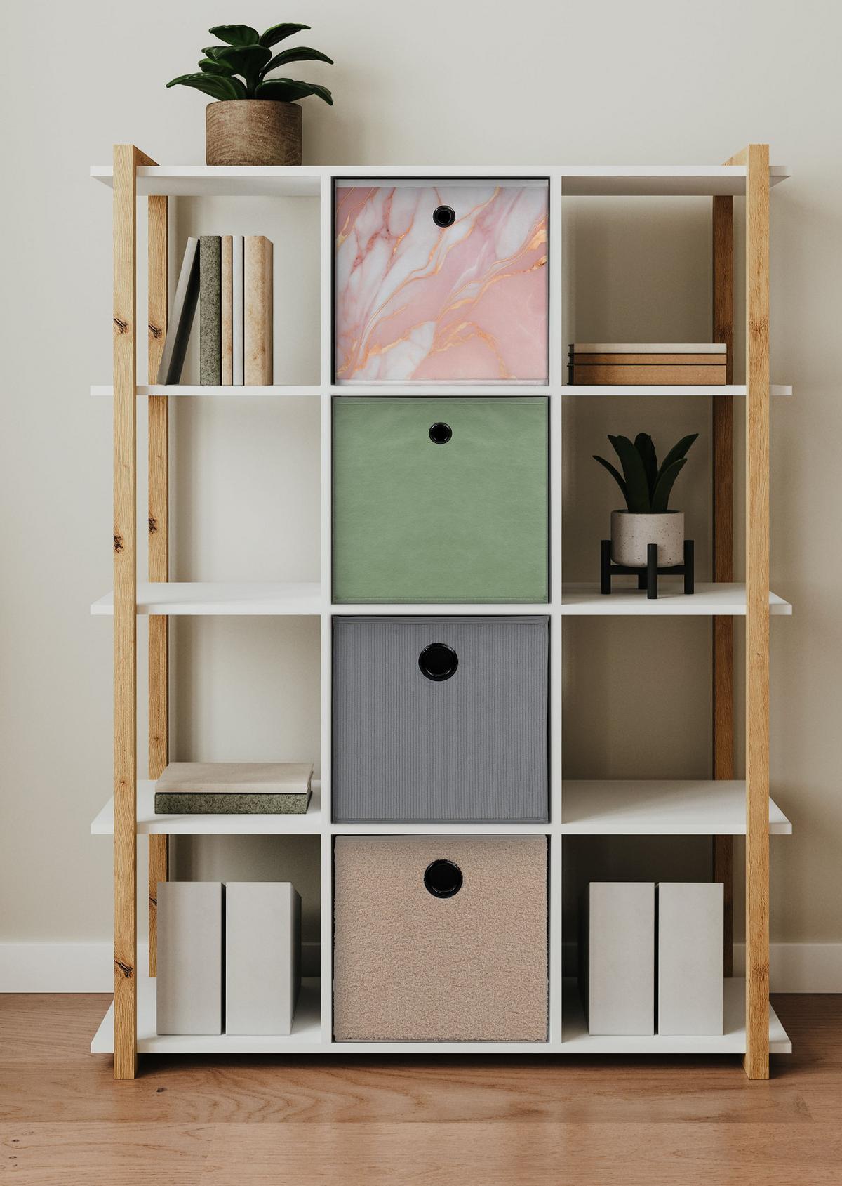REGAL weiß, Eiche Artisan 107 x 145 cm, Bücherregal mit 12 Fächern - Weiß/Eiche Artisan, Holzwerkstoff (107/145/39cm) - Furn.Design