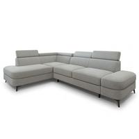 ECKSOFA AVISE Q L-S Hellgrau Boucle-Stoff mit Schlaffunktion - Hellgrau, Holzwerkstoff/Textil (268/195cm) - MASSENO