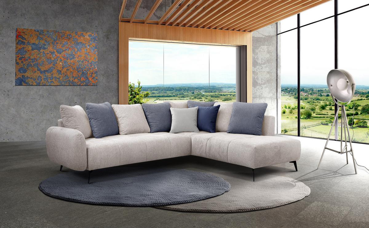 ECKSOFA EVENTO 5-Sitzer, creme - Creme/Schwarz, Holzwerkstoff/Textil (266/206cm) - Wozimo