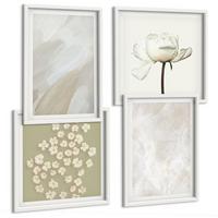 BILDER SET 4er Set - 50x50 cm & 40x60 cm Weißer Rahmen - Blumen, modische Boho-Texturen - Weiß, Kunststoff (50/50cm) - TULUP