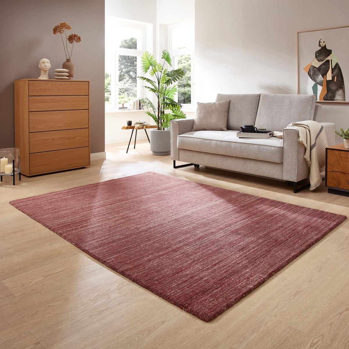 HANDWEBTEPPICH Pure 40x60 cm - Rot, Textil (40/60cm) - THEKO