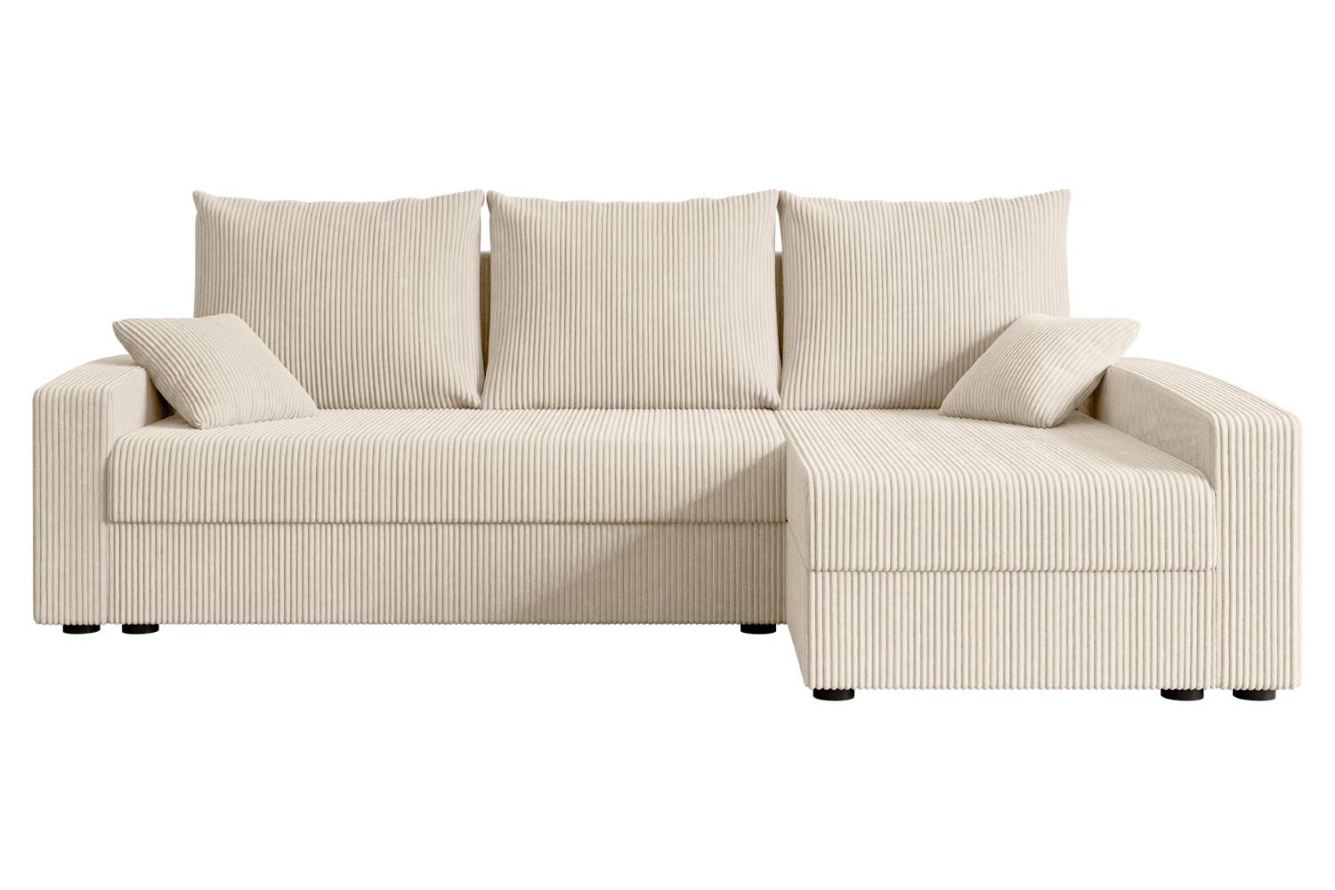 ECKSOFA mit Schlaffunktion und Bettkasten ALESIA-L 231x140x90 cm Beige Cord - Beige/Silberfarben, Holzwerkstoff/Kunststoff (231/140cm) - ALTDECOR