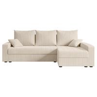 ECKSOFA mit Schlaffunktion und Bettkasten ALESIA-L 231x140x90 cm Beige Cord - Beige/Silberfarben, Holzwerkstoff/Kunststoff (231/140cm) - ALTDECOR