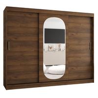 SCHIEBETÜRENSCHRANK mit Spiegel ROYAL 200/250/62 3-türig - Silberfarben/Walnussfarben, Holz (250/62/250cm) - MÖBEL KRYSPOL