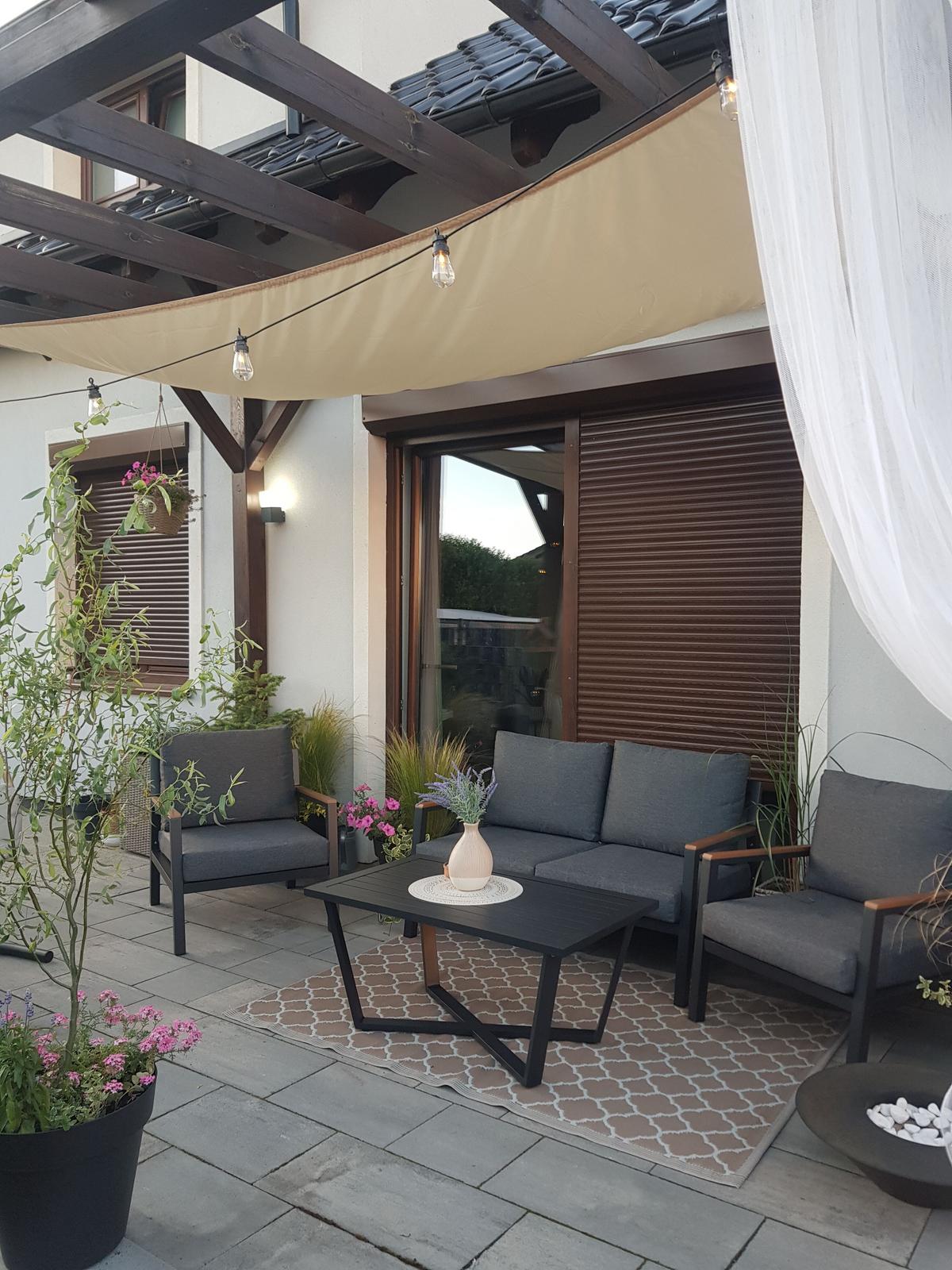 LOUNGE-SET 4-sitzer Aluminium Schwarz Delia - Schwarz, Metall - Beliani