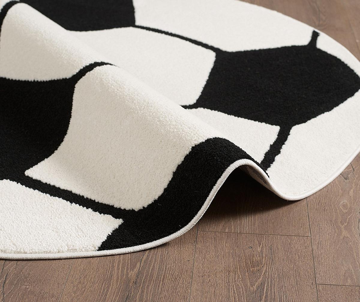 KINDERTEPPICH Kurzflor Fußball CANAZEI Polypropylen Schwarz-Weiß 160 x 160 cm - Multicolor, Textil (160/160cm) - KADIMA DESIGN