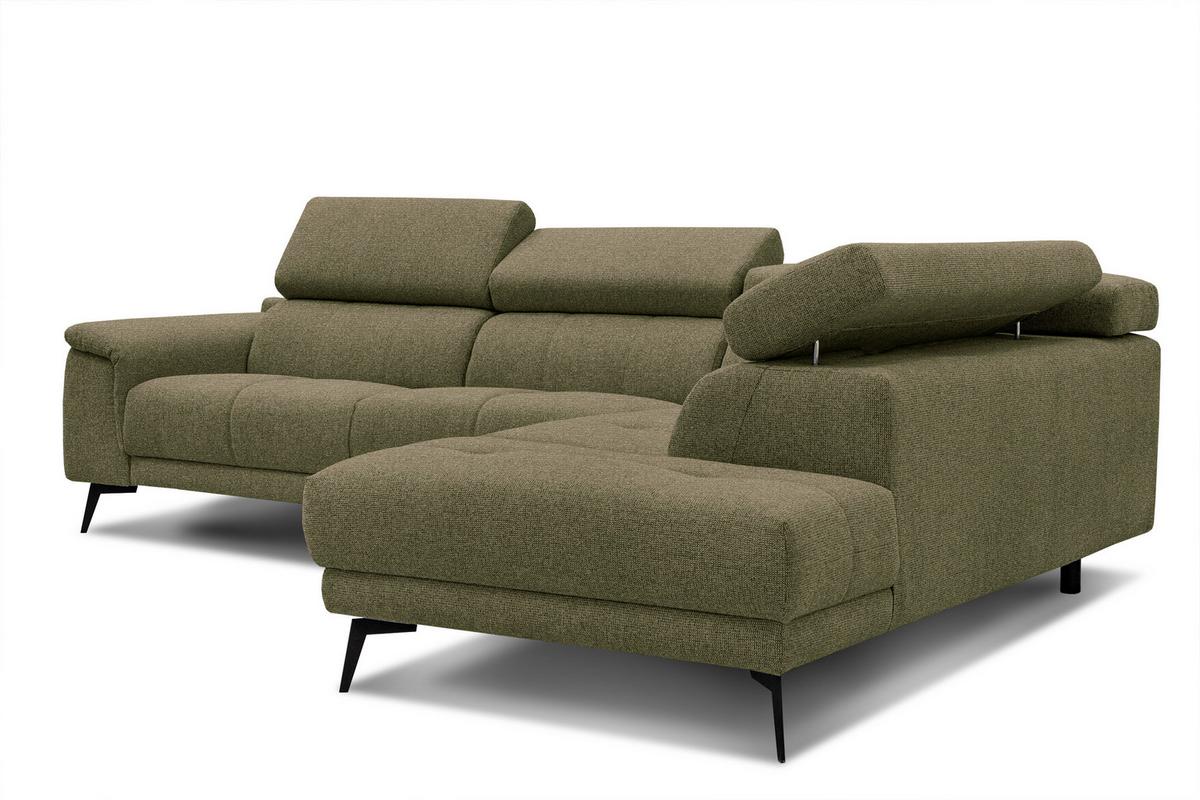 ECKSOFA FIERO 5-Sitzer, olivgrün - Schwarz/Olivgrün, Holzwerkstoff/Textil (290/228cm) - Wozimo