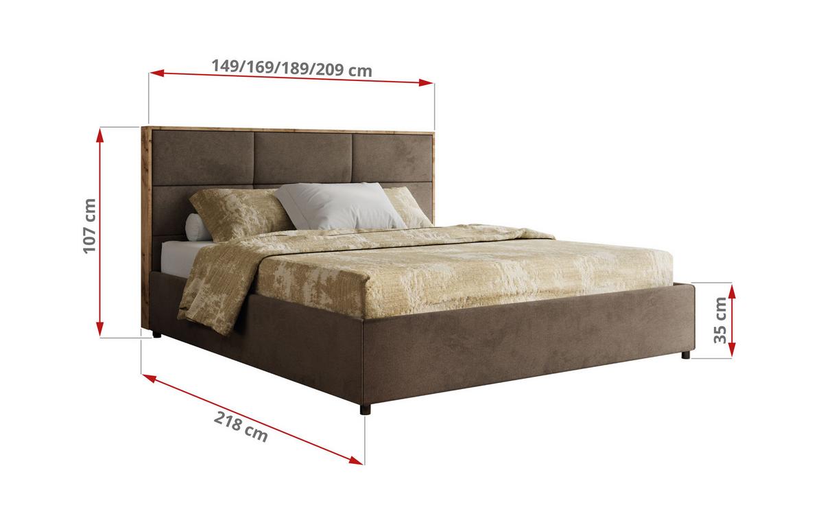POLSTERBETT LERIO CLASSIC 140/200 - Braun Velvet - Pocket-Matratze - Braun, Textil (140/200cm) - MKS