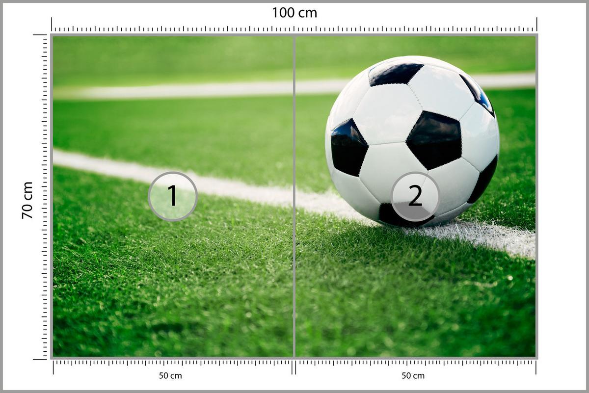 FOTOTAPETE für Jugendzimmer Fußball Grüne Rasen Stadion Sport 100x70 - Schwarz/Weiß, Papier (100/70cm) - Muralo