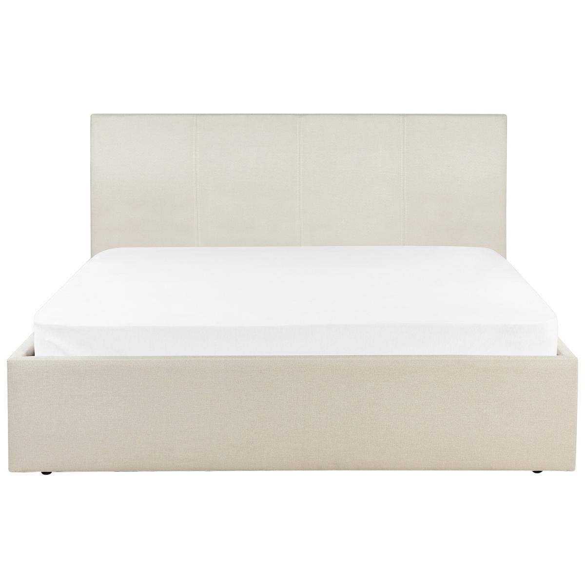 BETT mit Stauraum 140/200 cm Stoff Hellbeige Orbey - Beige, Textil (140/200cm) - Beliani