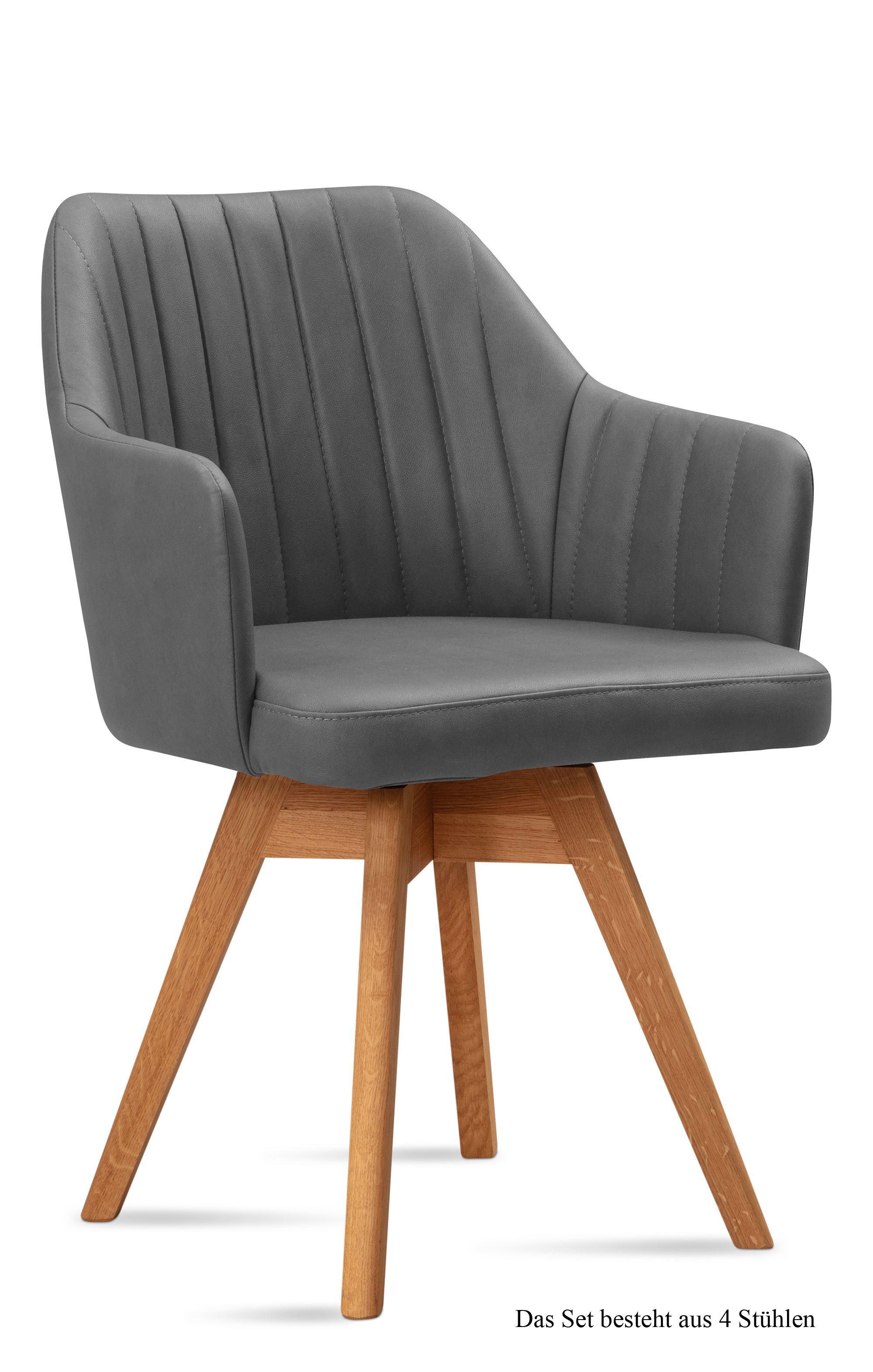 ARMLEHNSTUHL drehbar (4er-Set) Dotty 58x81x60 Eiche geölt/Grau - Eichefarben/Grau, Kunststoff (60/81/58cm) - 58aufmkessel