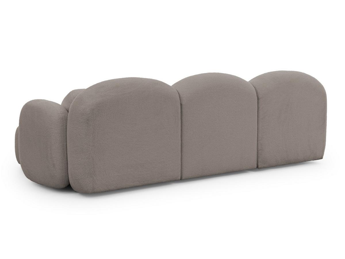 ECKSOFA Nuvola mit abgerundetem Design Hellgrau Bouclé-Stoff - Ottomane Rechts - Hellgrau/Schwarz, Holz/Kunststoff (268/146cm) - S-Style Möbel