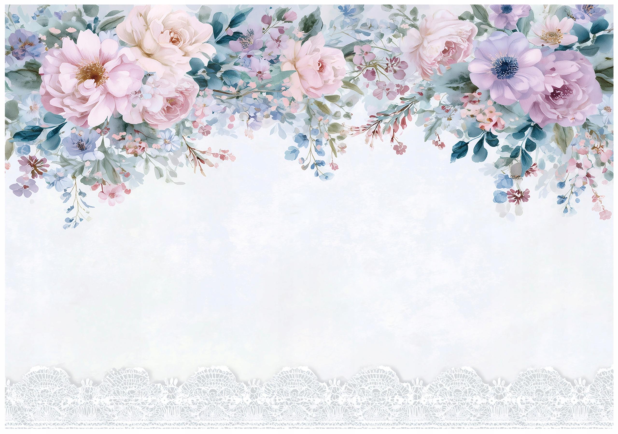 FOTOTAPETE Blumen Hängend Blau 350x250 cm - Multicolor, Papier (350/250cm) - Wallarena