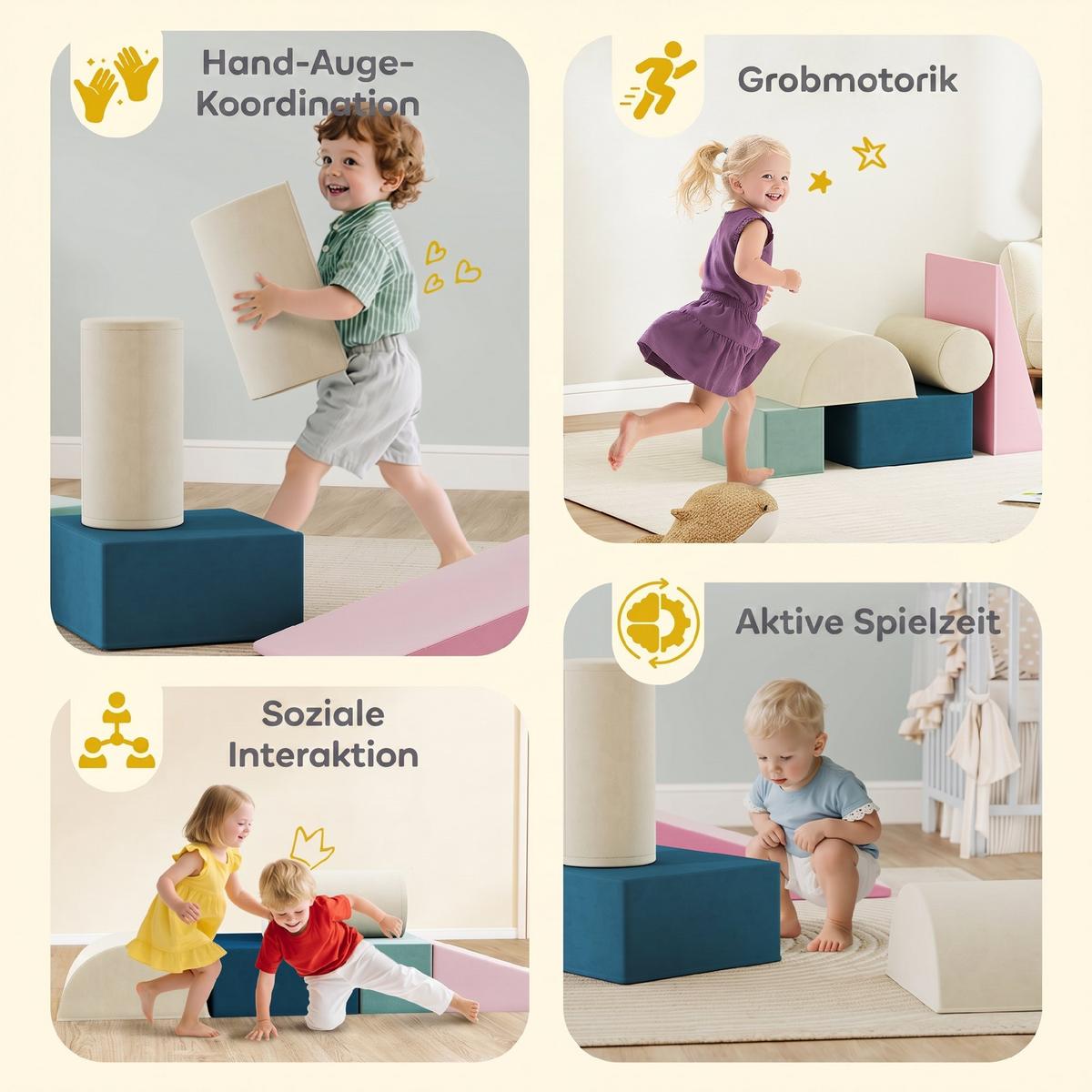 WEICHES-KINDERSPIELSET 7er Set Samt-30D-PU-Schaum Mehrfarbig - Multicolor, Textil (40.6/61cm) - AIYAPLAY