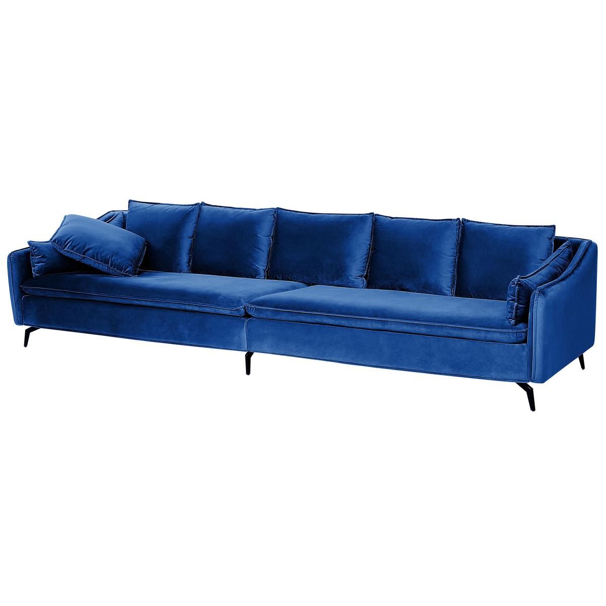 4-SITZER-SOFA Samtstoff Marineblau Aure - Hellblau, Textil (342/77/106cm) - Beliani