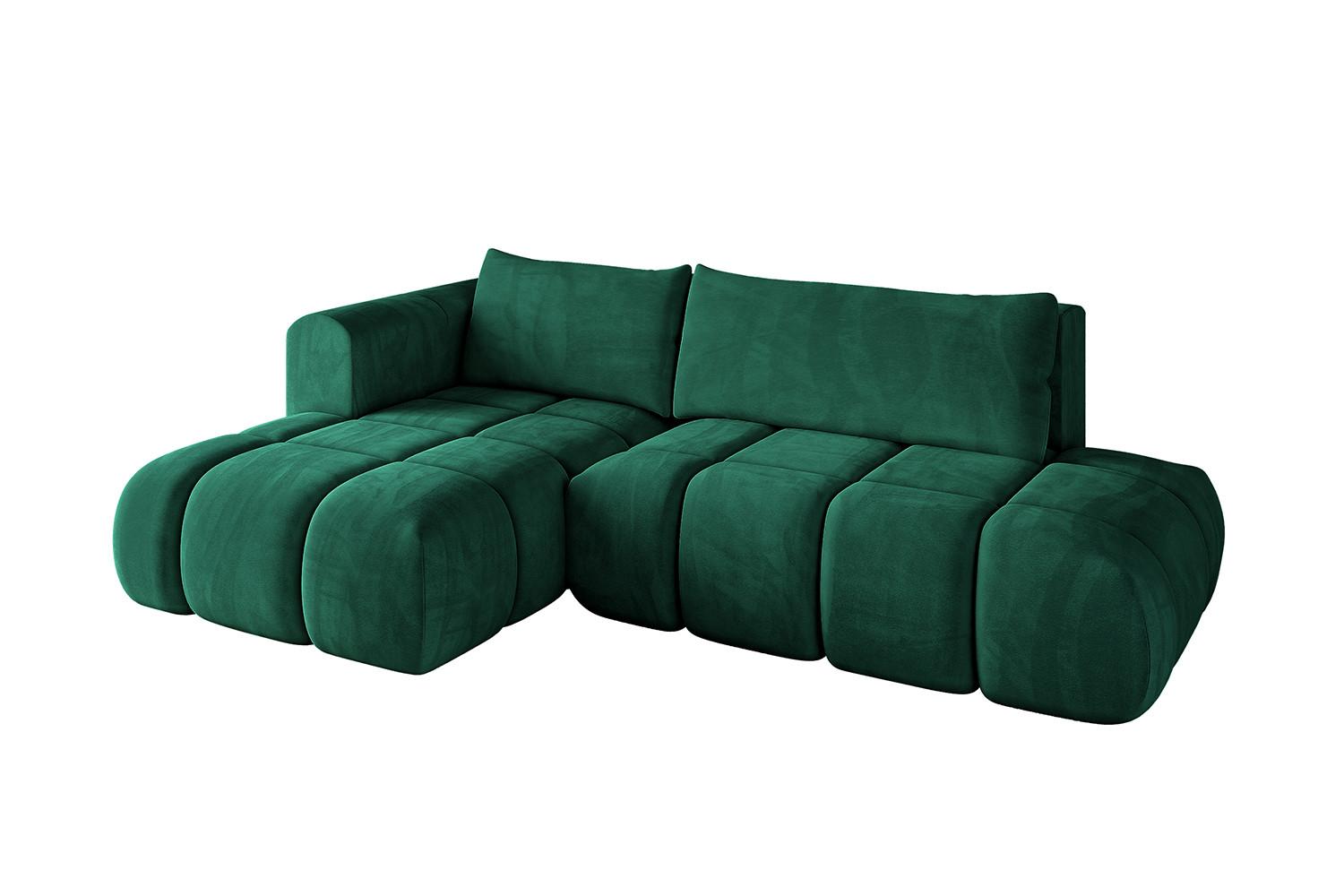 ECKSOFA Ottomane Links CLOUD-L 280x185x90 Dunkelgrün Velours - Dunkelgrün, Holzwerkstoff/Kunststoff (180/289cm) - ALTDECOR