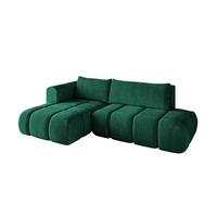 ECKSOFA Ottomane Links CLOUD-L 280x185x90 Dunkelgrün Velours - Dunkelgrün, Holzwerkstoff/Kunststoff (180/289cm) - ALTDECOR