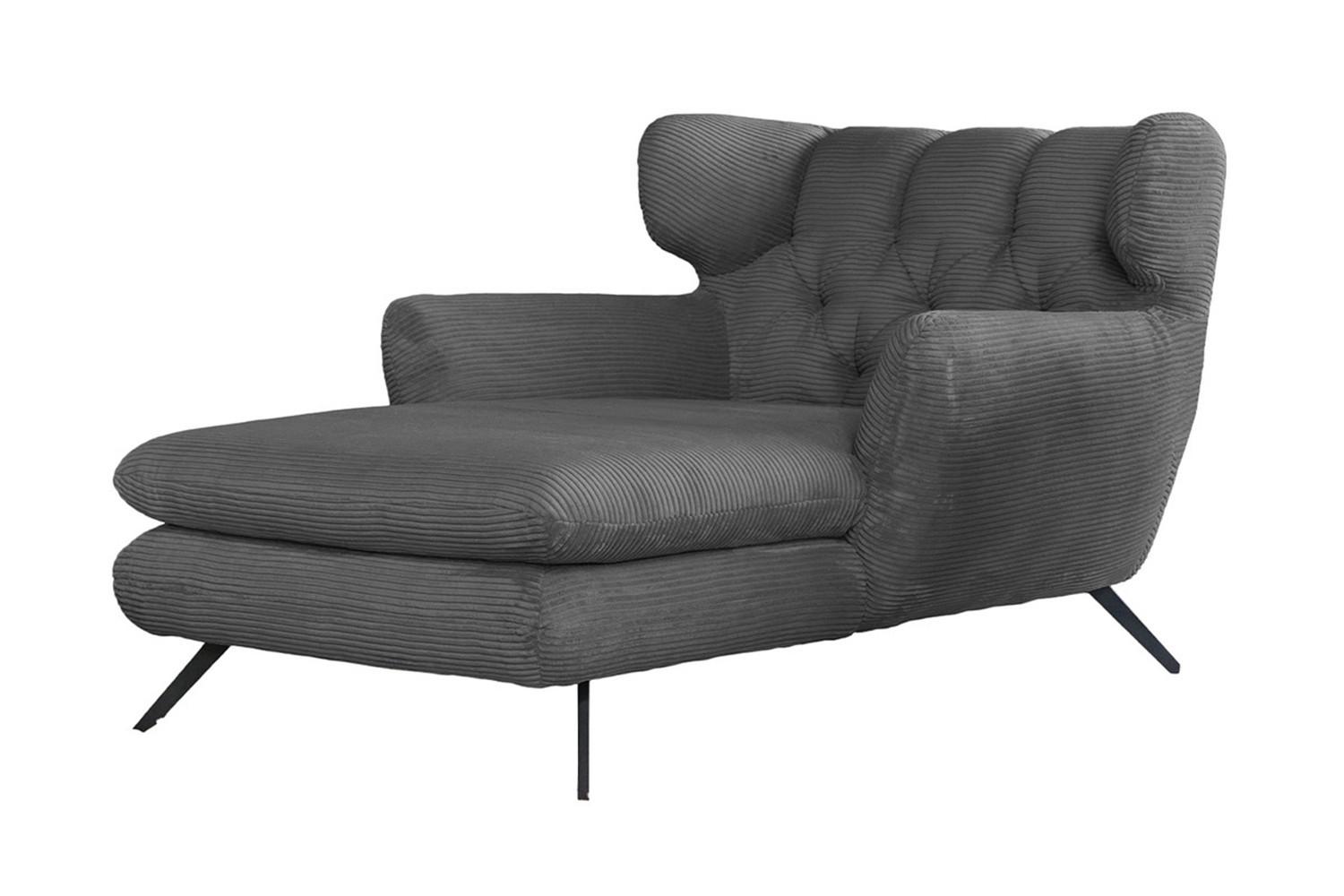 LONGSEAT CHAMRE Granit Cord - Dunkelgrau/Schwarz, Textil/Metall (130/95/160cm) - KAWOLA