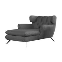LONGSEAT CHAMRE Granit Cord - Dunkelgrau/Schwarz, Textil/Metall (130/95/160cm) - KAWOLA