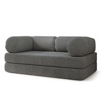 BETTSOFA EIREN aus Schaumstoff Bucle-Stoff Grau Schlaffunktion - Grau, Textil (170/68/80cm) - MASSENO