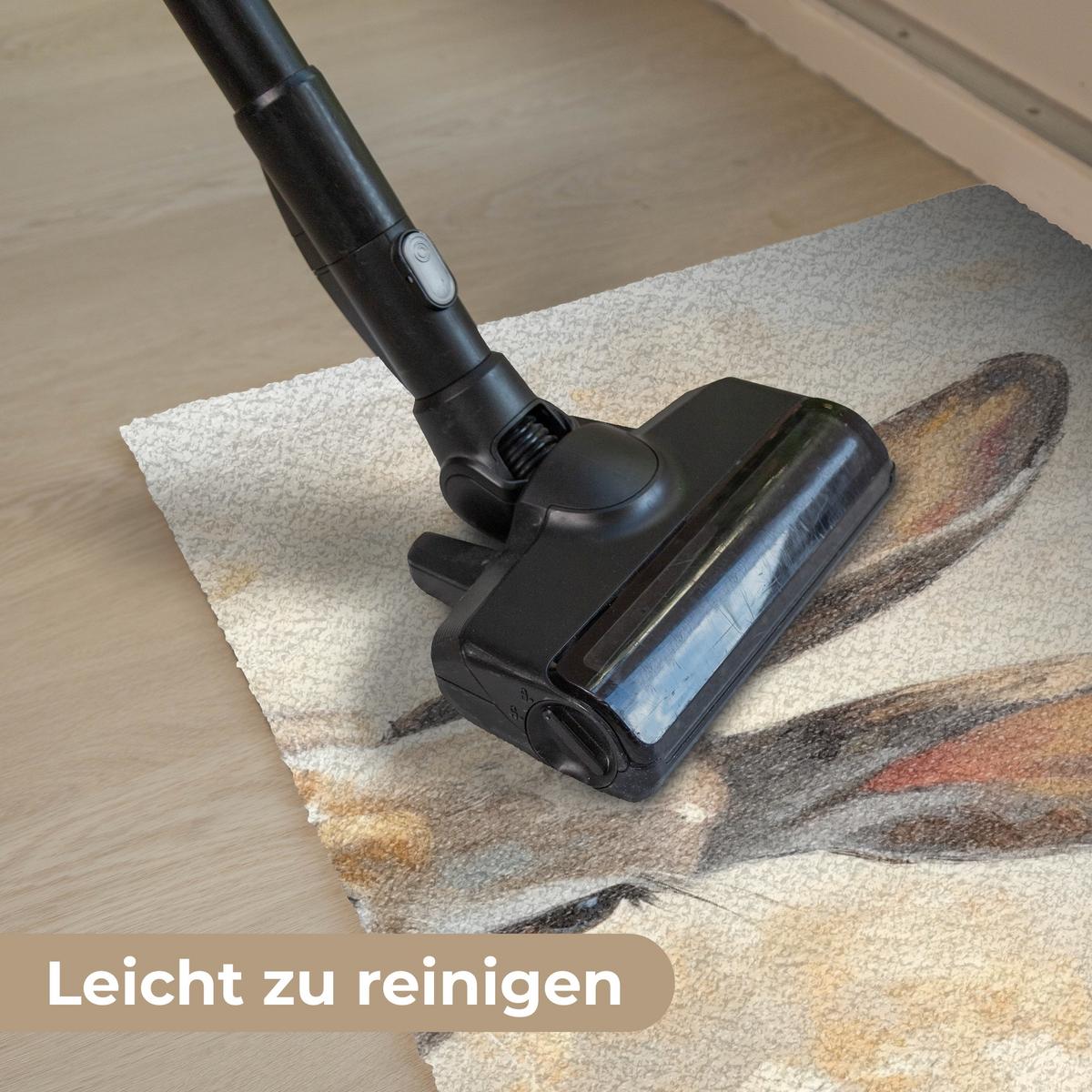 FUSSMATTE Hase - Ohren - Braun Schmutzmatte 60x40 cm - Beige, Kunststoff (40/60cm) - MuchoWow
