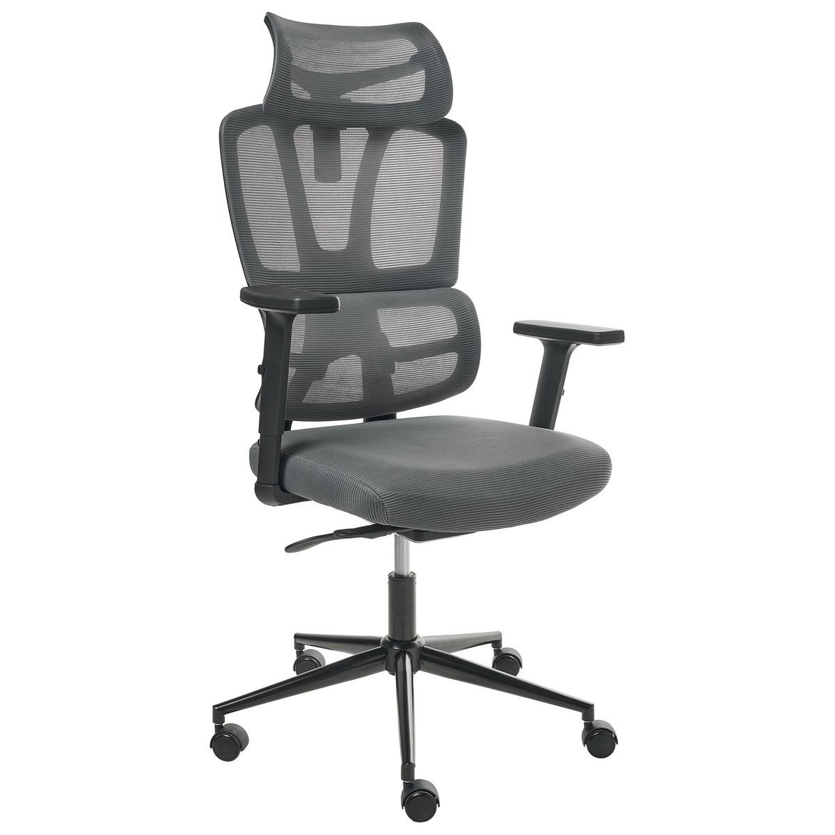CHEFSESSEL Dunkelgrau Omega - Dunkelgrau, Textil (65/129/65cm) - Beliani
