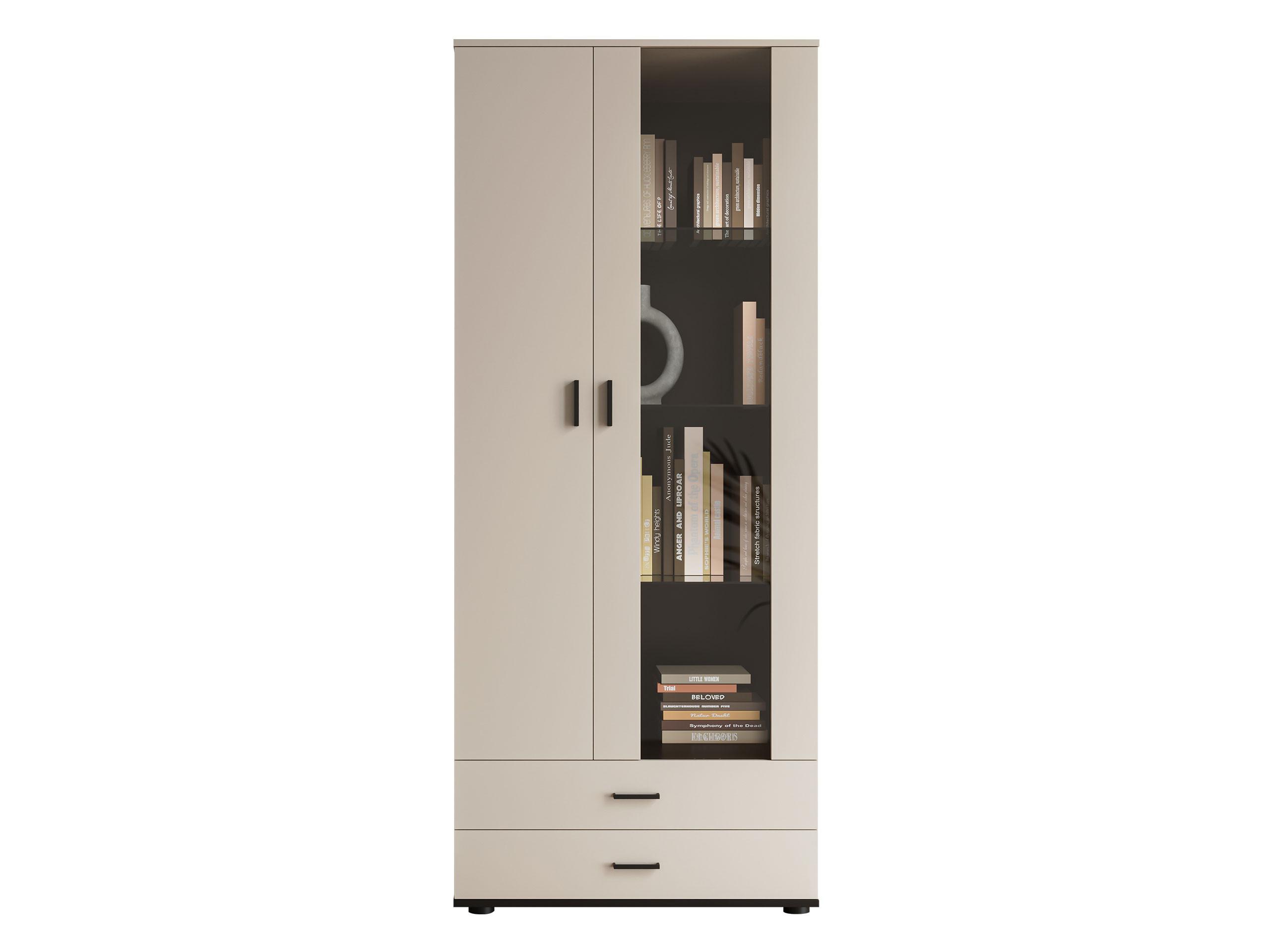 VITRINE Soho S06 mit blauer LED Beleuchtung - Kaschmir/Schwarz, Holzwerkstoff/Kunststoff (80/192/43cm) - MIRJAN24