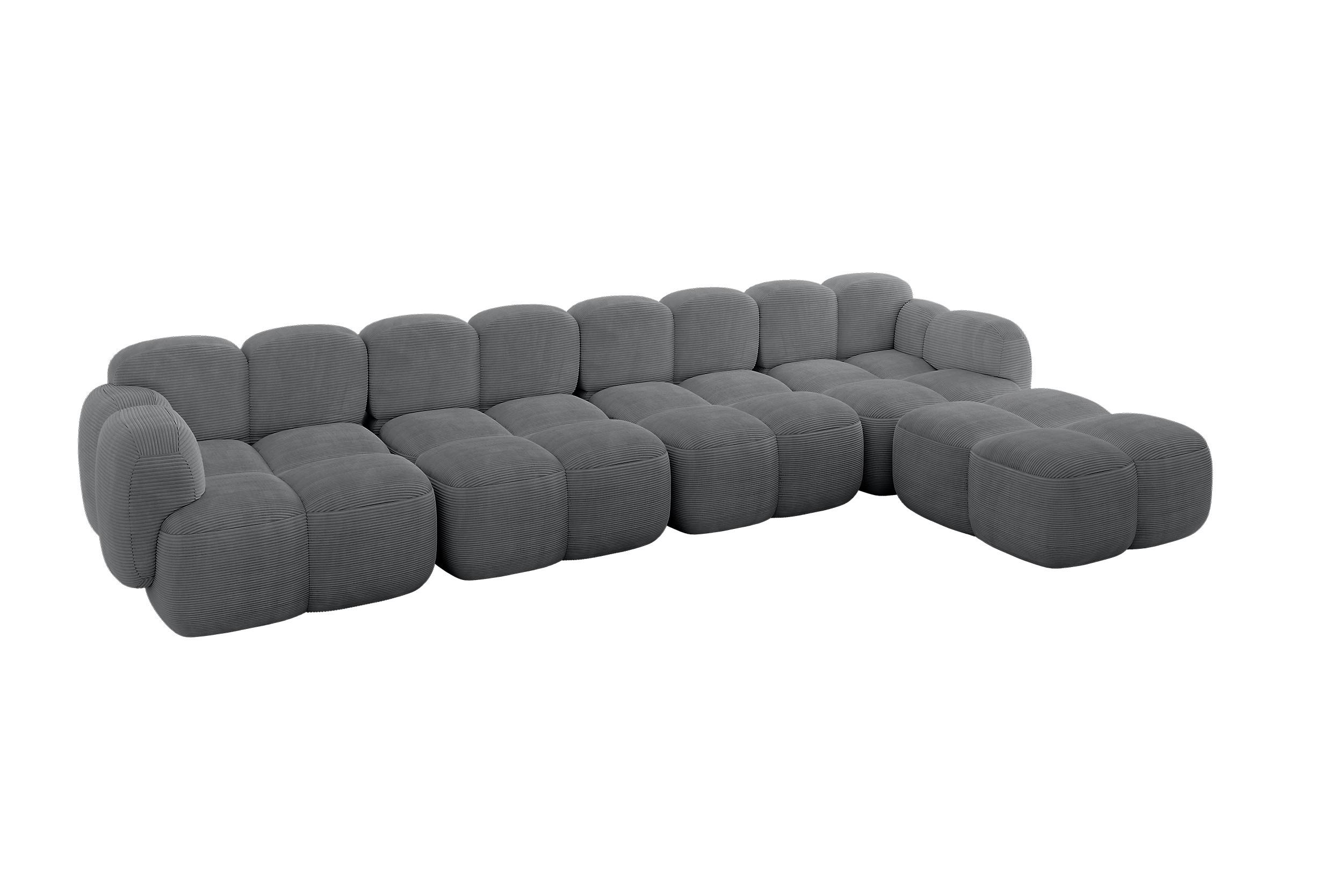 ECKSOFA modulares Sofa Rechts Miko-L3 390x205x75 Dunkelgrau Cord - Graphitfarben/Schwarz, Holzwerkstoff/Kunststoff (390/205cm) - ALTDECOR