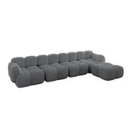 ECKSOFA modulares Sofa Rechts Miko-L3 390x205x75 Dunkelgrau Cord - Graphitfarben/Schwarz, Holzwerkstoff/Kunststoff (390/205cm) - ALTDECOR